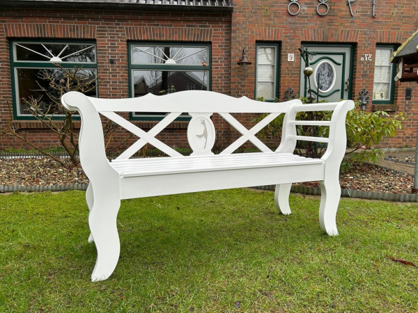 sylter friesenbank, gartenbank holz weiß wetterfest massiv