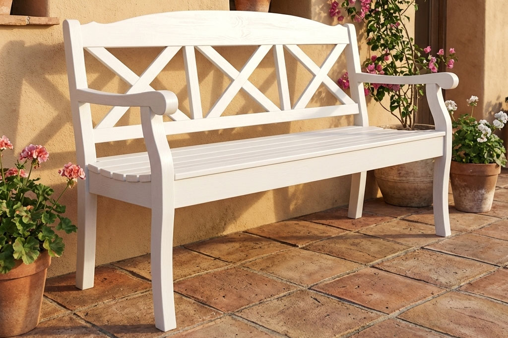 Gartenbank weiß Holz