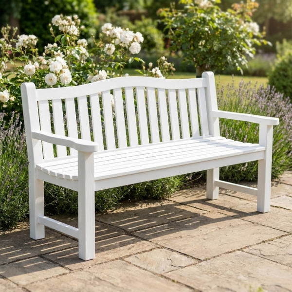 gartenbank teakholz wetterfest weiß