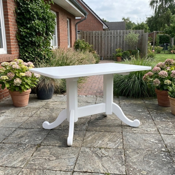 Preview: weißer gartentisch aus holz