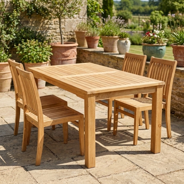 Preview: Gartentisch wetterfest Teak Windsor 150x90 cm
