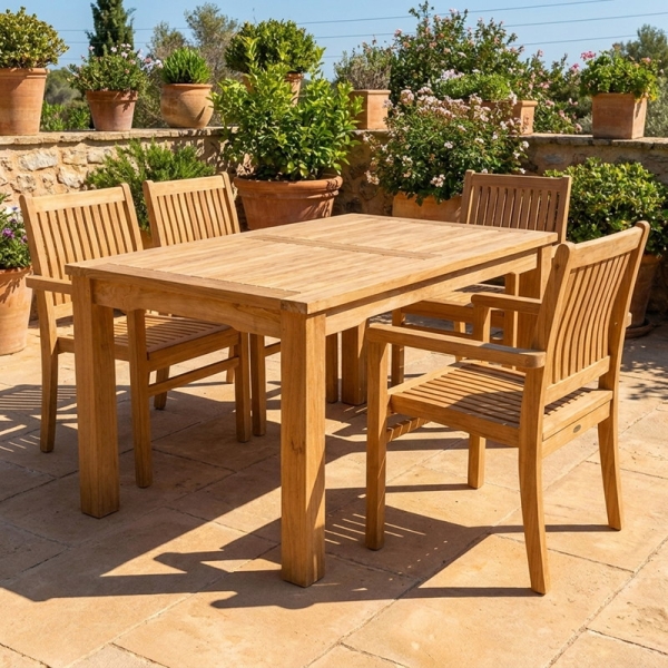 Preview: Gartentisch wetterfest Teak Windsor 150x90 cm
