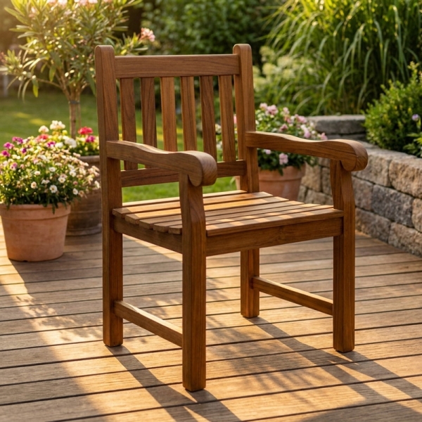 Gartenstuhl 62 cm Teakholz ergonomisch wetterfest