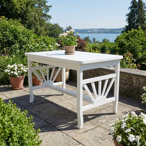 gartentisch hartholz weiß wetterfest