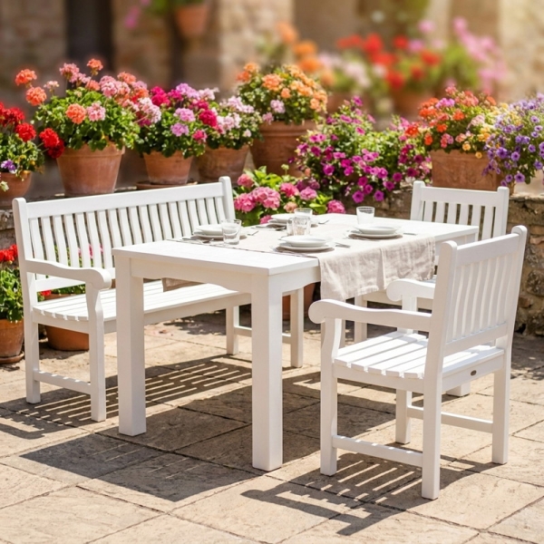 gartentisch holz weiß teak